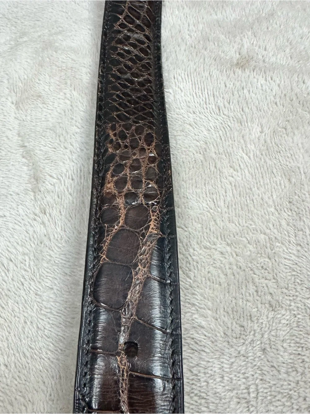 Crookhorn Genuine Alligator Leather Belt Brown Solid Brass Buckle USA